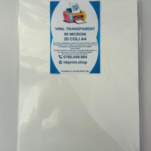Vinil transparent A4, 80 microni, 20 coli – printabil
