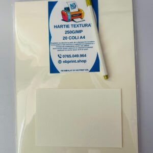 Hârtie texturată crem, A4, 200-250g/mp, 20 coli