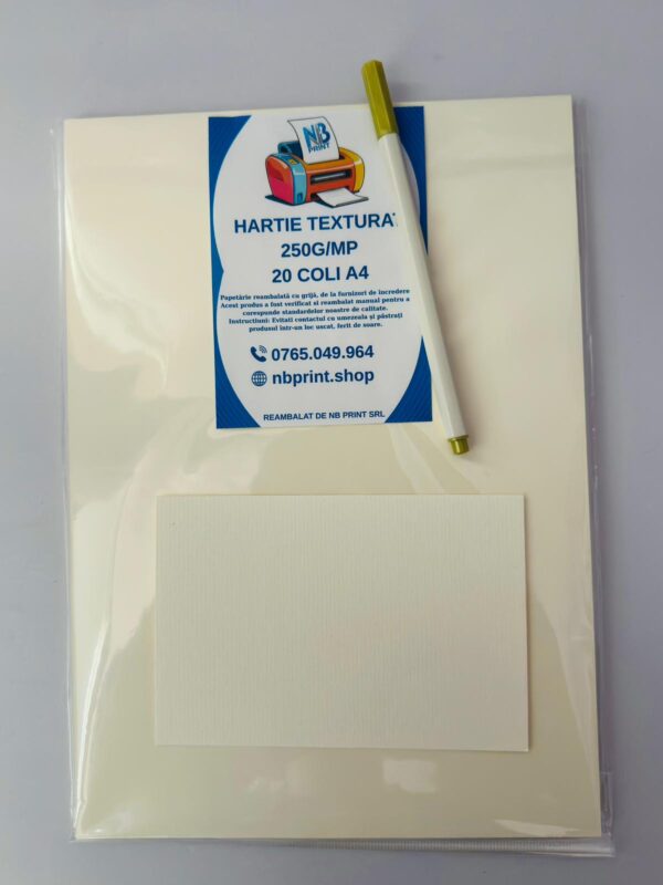 Hârtie texturată crem, A4, 200-250g/mp, 20 coli