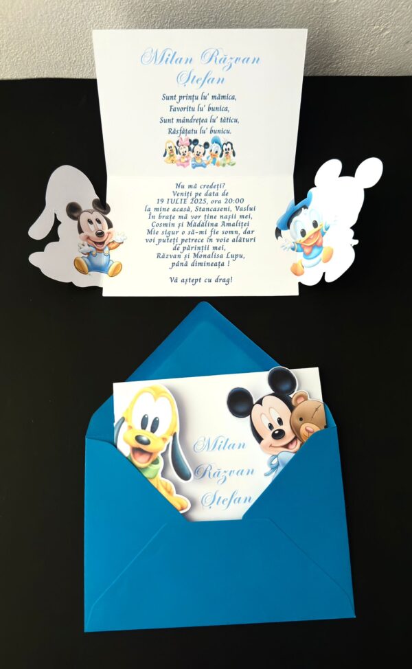 Invitație Disney botez în plic C6 - imagine 2