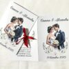 Invitație stil cărticică 10×15 cm cu fundă elegantă