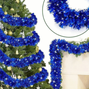 Beteala de Craciun cu Tinsel Albastru 3m x 10cm