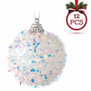 Set Globuri de Craciun Albe Tinsel Holografic Ø5cm - 12buc