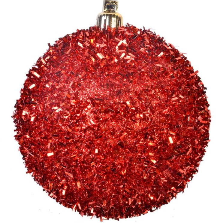Set Globuri de Craciun Rosii Tinsel Ø8cm - 6buc