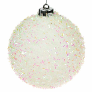 Set Globuri de Craciun Albe Tinsel Ø8cm - 6buc