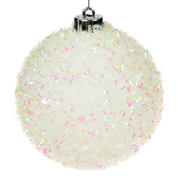 Set Globuri de Craciun Albe Tinsel Ø8cm - 6buc