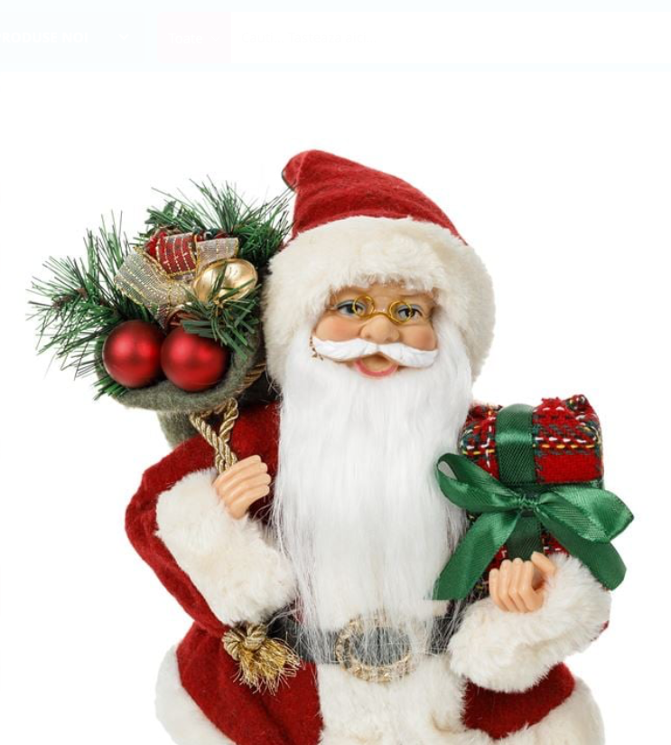Figurina Decorativa Mos Craciun cu Sac Cadou Rosu Caro 30cm - imagine 3