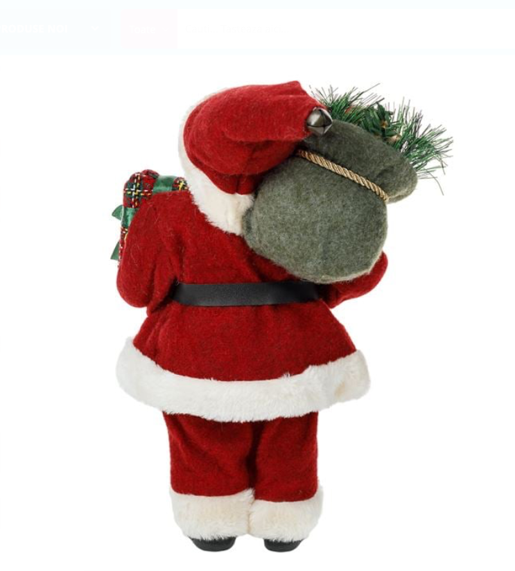 Figurina Decorativa Mos Craciun cu Sac Cadou Rosu Caro 30cm - imagine 4
