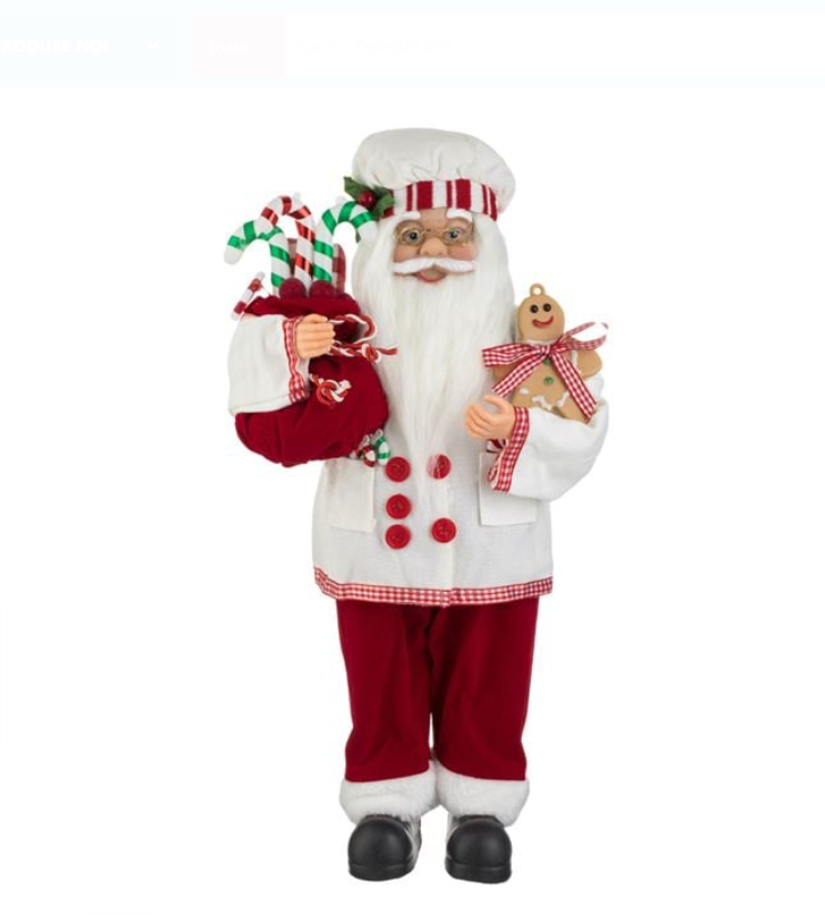 Figurina Decorativa Mos Craciun Cofetar 45cm