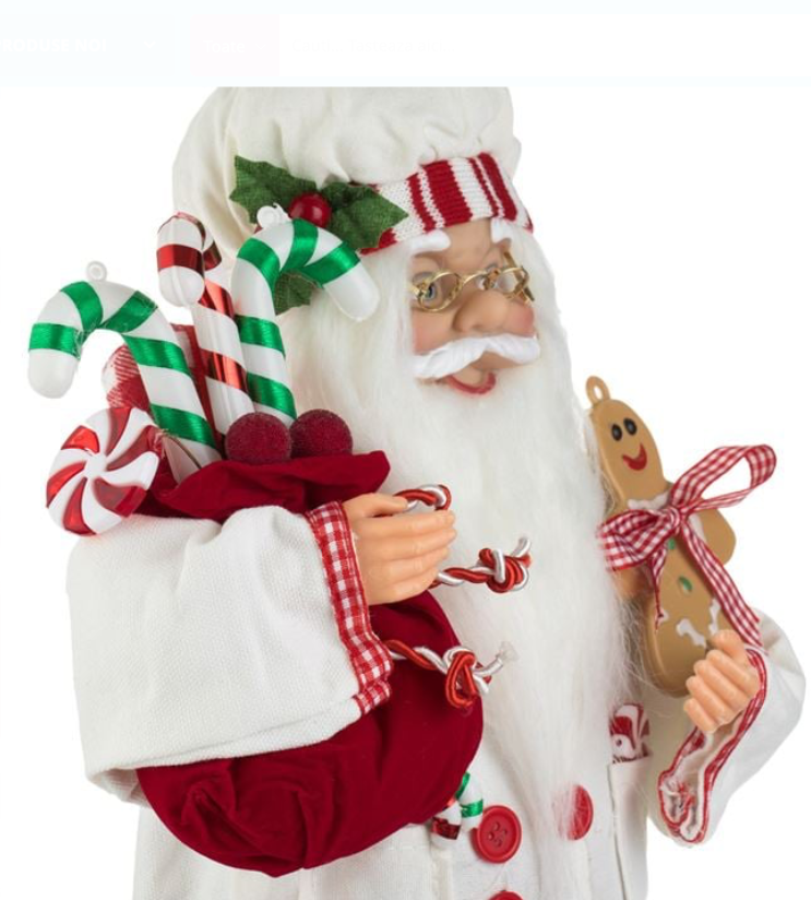 Figurina Decorativa Mos Craciun Cofetar 45cm - imagine 4