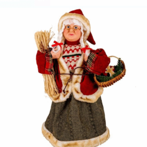 Figurina Decorativa de Craciun Doamna Mos Craciun cu Cosulet 45cm