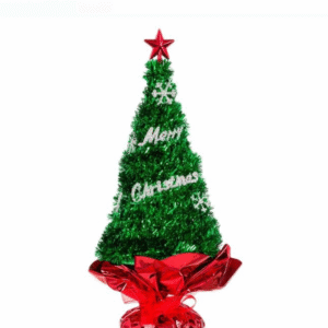 Brad Decorativ de Craciun Verde Tinsel 26cm