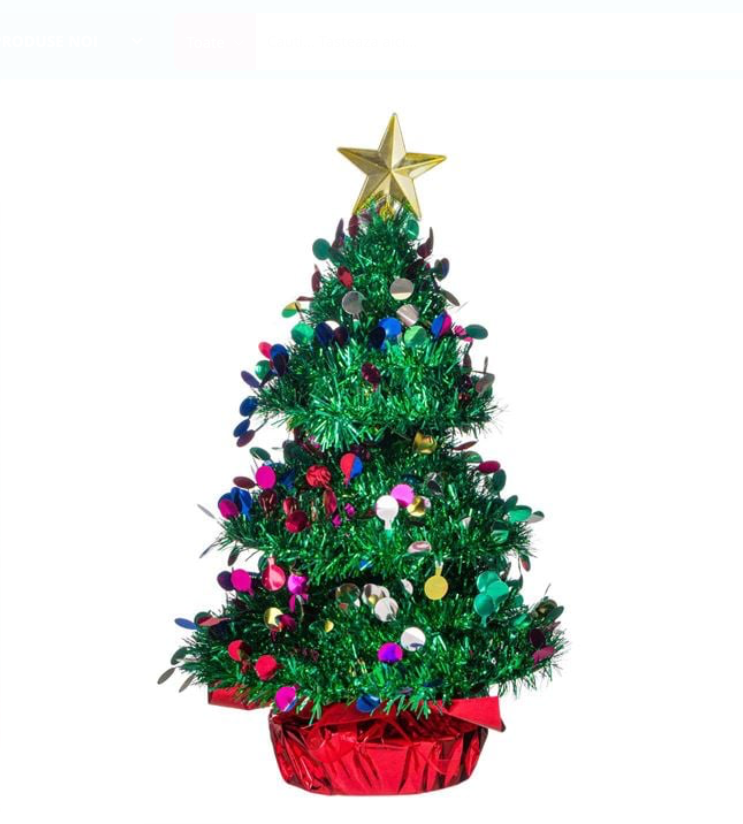 Brad Decorativ de Craciun Verde Tinsel 35cm