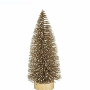 Brad de Craciun Decorativ Bej Nins cu Glitter 16cm