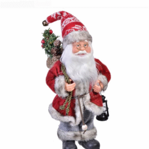 Figura Decorativa Mos Craciun cu Felinar 25cm