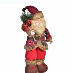 Figurina Decorativa Mos Craciun Sacou cu Carouri 35cm