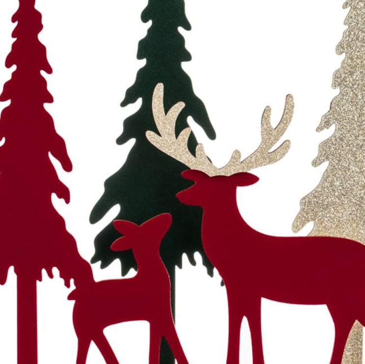 Decoratiune din Lemn de Craciun Reni Brazi Catifelata 30x24cm - imagine 3