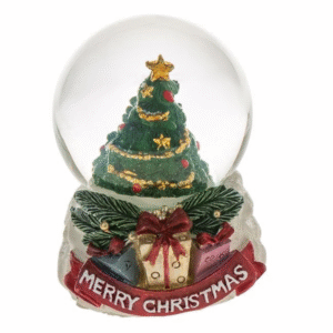 Glob de Zapada Decorativ de Craciun cu Brad Impodobit "Merry Christmas" 6cm