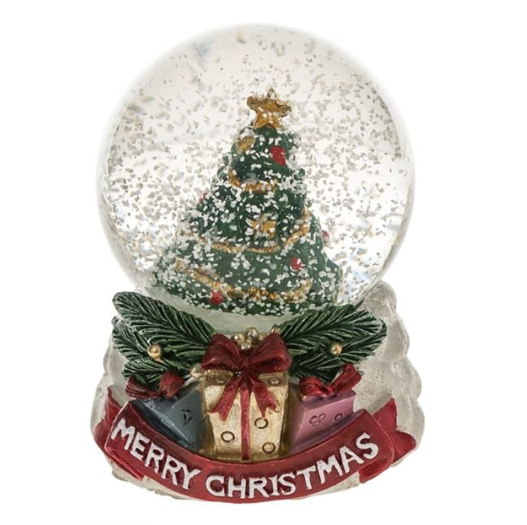 Glob de Zapada Decorativ de Craciun cu Brad Impodobit "Merry Christmas" 6cm - imagine 2