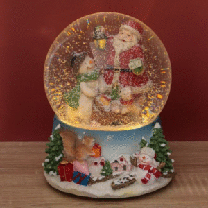 Glob de Zapada Muzical de Craciun Brad Mos Craciun & LED 20cm