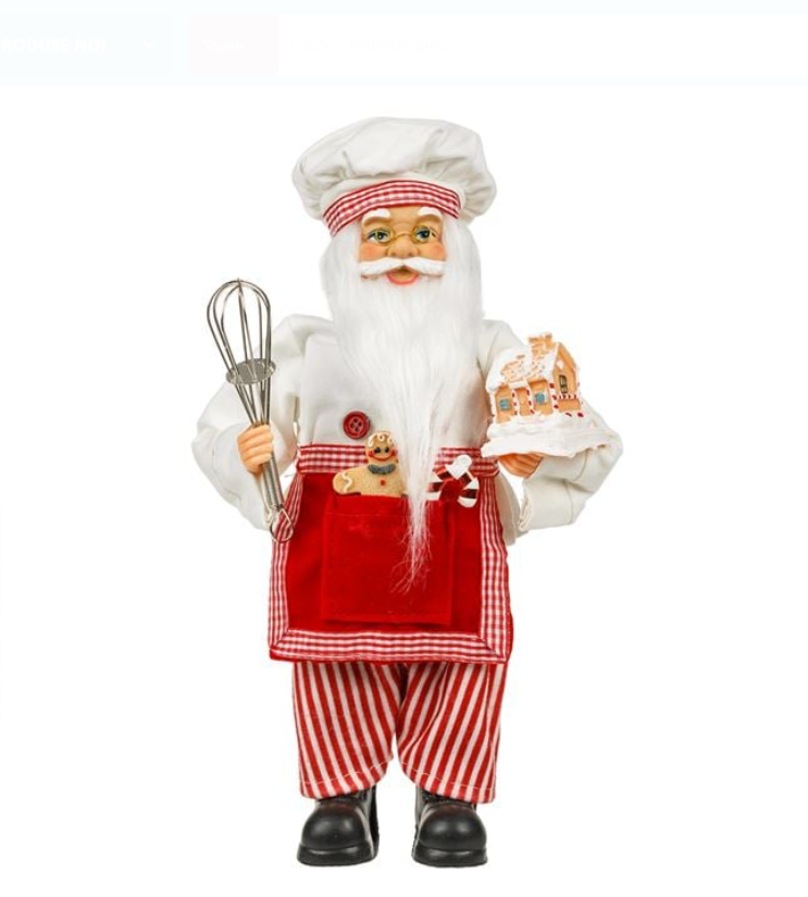 Figurina Decorativa Mos Craciun Cofetar 33cm