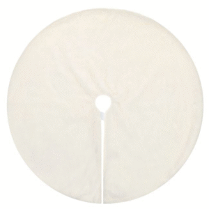 Covoras Fusta Brad de Craciun din Imitatie de Blana Alba 60cm