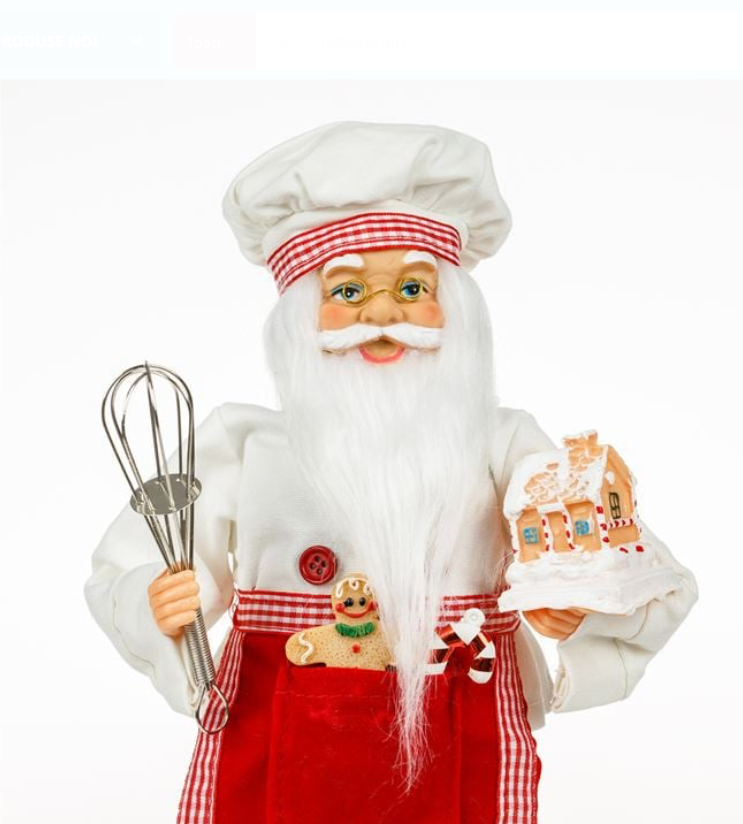 Figurina Decorativa Mos Craciun Cofetar 33cm - imagine 3