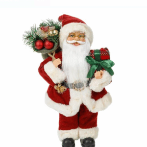 Figurina Decorativa Mos Craciun cu Sac Cadou Rosu Caro 30cm