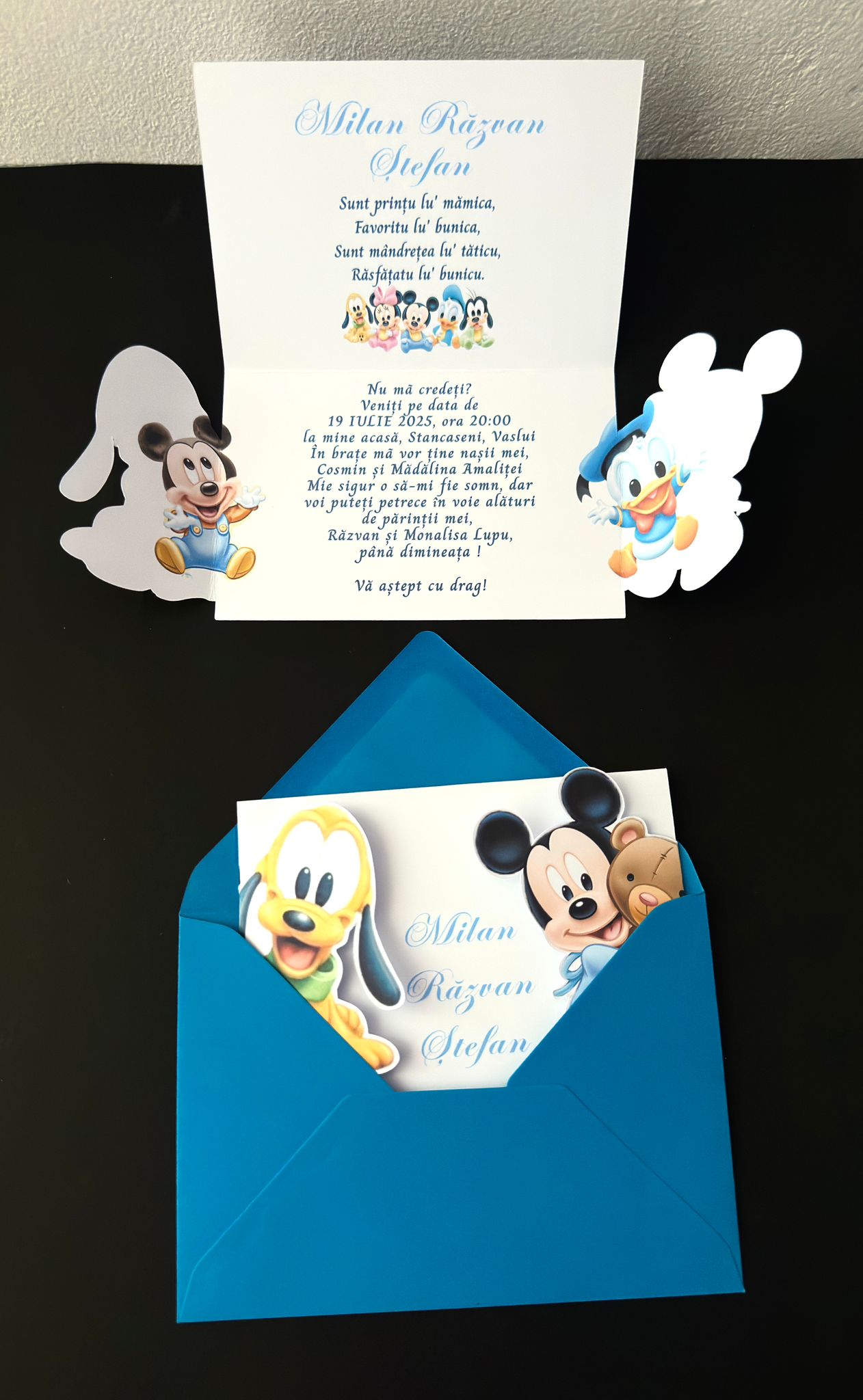 Invitație Disney botez în plic C6 - imagine 4