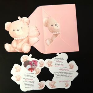 Invitație tip ursuleț – Botez în plic C6
