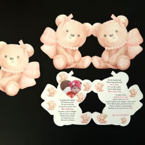 Alternative view of Invitație tip ursuleț – Botez în plic C6