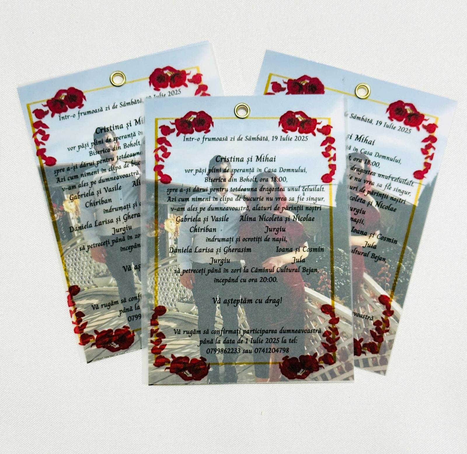 Invitație cu foaie de calc și capsa centrală – opțiuni fundă sau plic - imagine 3