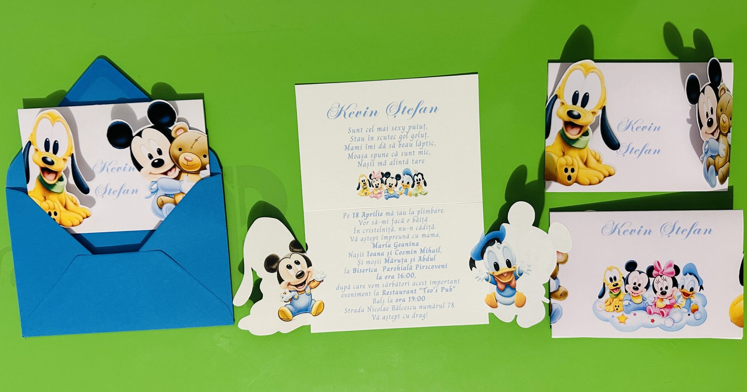 Invitație Disney botez în plic C6 - imagine 2