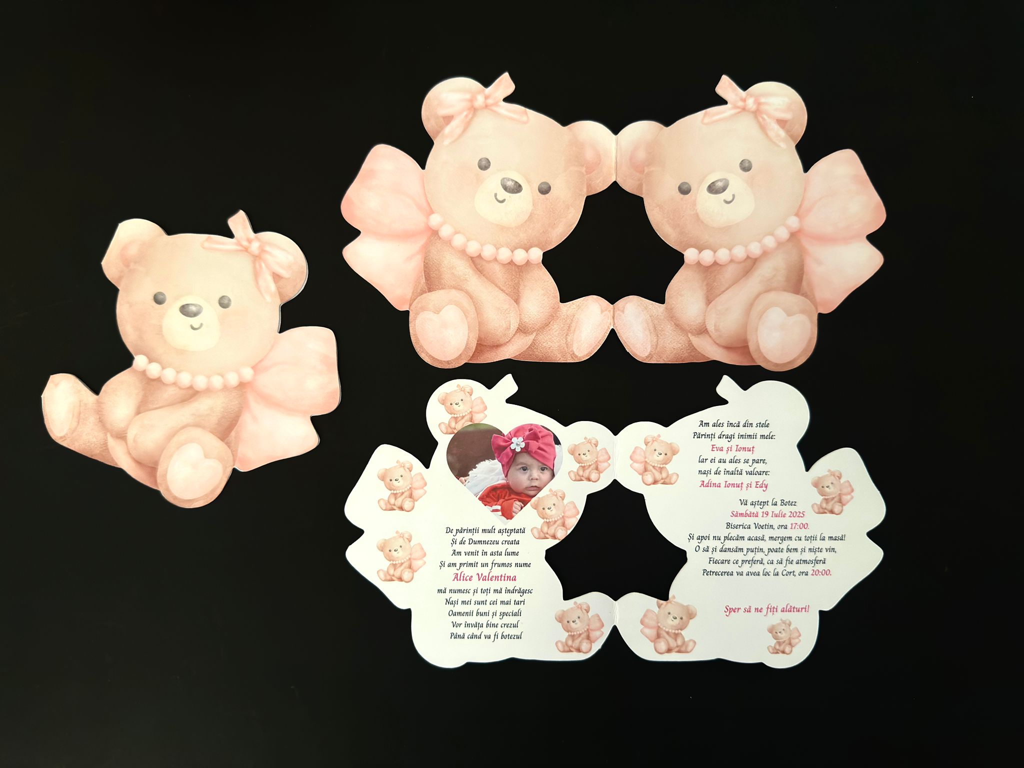Invitație Tip Ursuleț pentru Botez – Plic C6 - imagine 2