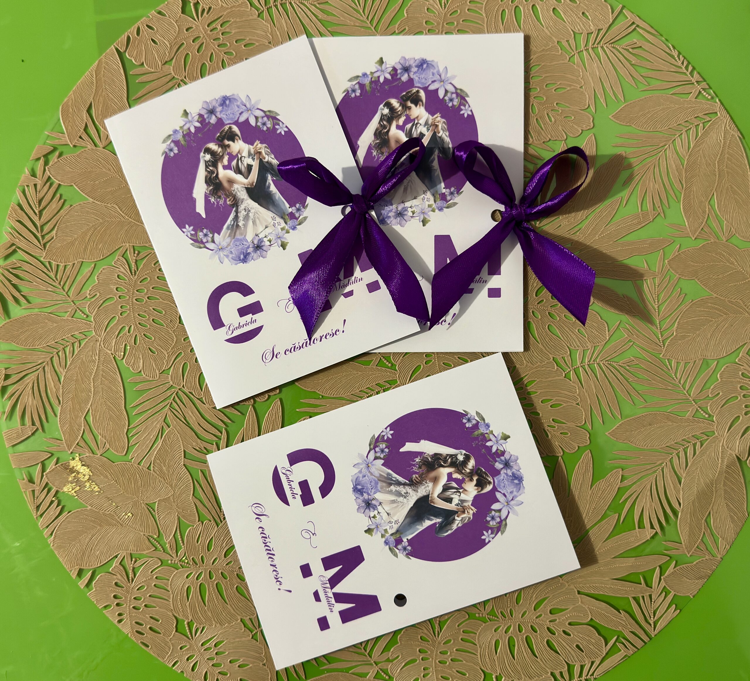 Invitație Stil Cărticică cu Fundă Elegantă - imagine 2