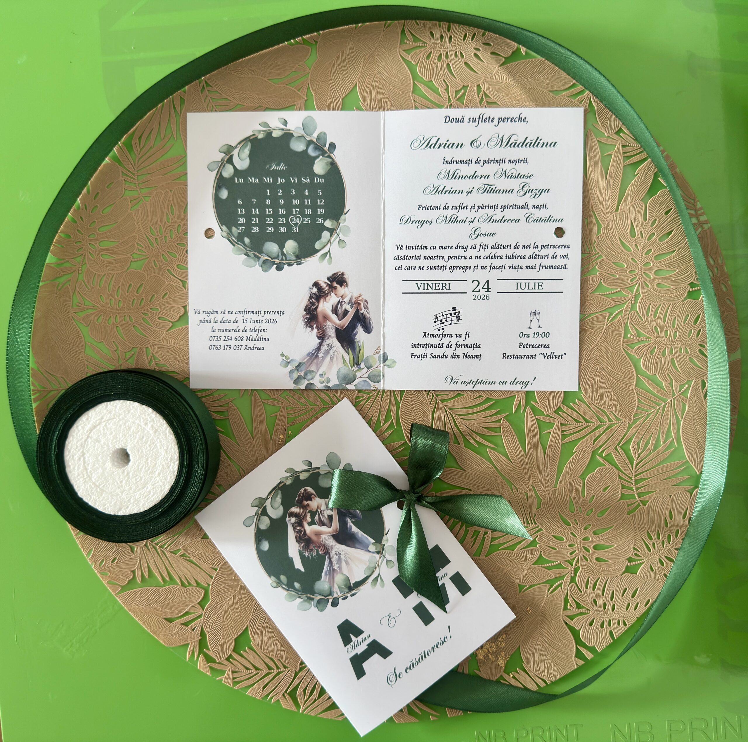 Invitație Stil Cărticică cu Fundă Elegantă - imagine 5